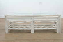Load image into Gallery viewer, Rectangular White Rattan & Glass Coffee Table