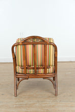 Load image into Gallery viewer, Rattan Lounge Chair with Vibrant Striped Upholstery
