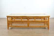 Load image into Gallery viewer, Vintage Rattan and Wicker Coffee Table with Glass Top