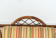 Load image into Gallery viewer, Rattan Sofa with Bright Striped Upholstery and Matching Accent Pillows