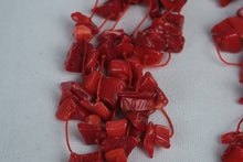 Load image into Gallery viewer, Red Coral Chip Multi Strand Statement Necklace Chunky Beaded Jewelry