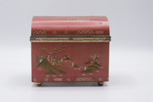 Load image into Gallery viewer, Vintage Lady Buxton London Chinoiserie Red Metal Jewelry Box Mirror