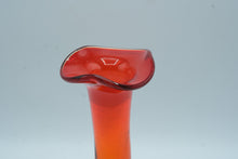 Load image into Gallery viewer, Murano-Style Art Glass Vase, Amber to Red Cased Glass, Ruffled Rim