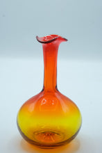 Load image into Gallery viewer, Murano-Style Art Glass Vase, Amber to Red Cased Glass, Ruffled Rim