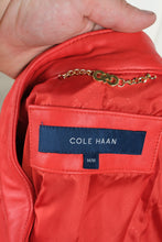 Load image into Gallery viewer, Cole Haan Red Lambskin Leather Moto Jacket Womens Medium