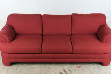 Load image into Gallery viewer, Red Upholstered Three-Seat Sofa with Rolled Arms