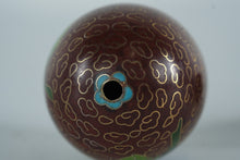 Load image into Gallery viewer, Cloisonné Egg with Blue Lotus Flower Design – Hand-Enameled Floral Art on Stand