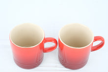 Load image into Gallery viewer, Le Creuset Set of 2 Stoneware Coffee Mugs Cerise Cherry Red 12 oz 350 ml