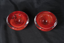Load image into Gallery viewer, Kosta Boda Red Art Glass Votive Candle Holders Set of 2 Swedish Crystal