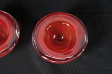 Load image into Gallery viewer, Kosta Boda Red Art Glass Votive Candle Holders Set of 2 Swedish Crystal