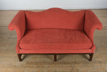 Load image into Gallery viewer, Elegant Rolled Arm Red Loveseat / Small Sofa with Fringe Accent Pillows – 72” Wide