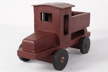 Load image into Gallery viewer, Vintage Handcrafted Red Wooden Toy Pickup Truck – Folk Art Style – 14.5" Long