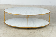 Load image into Gallery viewer, Global Views Iron and Stone Oval Two-Tier Coffee Table in Gold Finish