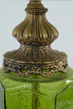 Load image into Gallery viewer, Hollywood Regency Crackled Emerald Glass with Brass Leaves