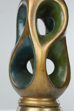 Load image into Gallery viewer, Vintage Mid Century Modern Abstract Ceramic Table Lamp Green Blue Gold 43 Inch