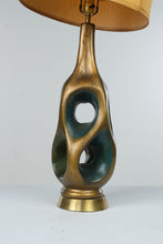 Load image into Gallery viewer, Vintage Mid Century Modern Abstract Ceramic Table Lamp Green Blue Gold 43 Inch