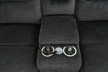 Load image into Gallery viewer, Havertys Reynolds Charcoal Power Reclining Sectional Sofa with Console Storage and Cup Holders