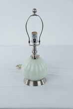 Load image into Gallery viewer, Mint Green Ribbed Glass Table Lamp Brushed Nickel Base 18 Inch