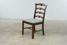 Load image into Gallery viewer, Vintage Wood Ribbon Back Dining Chair with Green Upholstered Seat