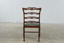 Load image into Gallery viewer, Vintage Wood Ribbon Back Dining Chair with Green Upholstered Seat