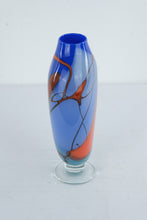 Load image into Gallery viewer, Robinson Scott Signed Art Glass Vase Multicolor Cobalt Blue Orange Studio Glass 13 Inch