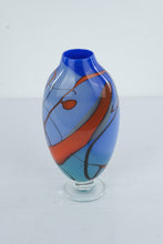 Load image into Gallery viewer, Robinson Scott Signed Art Glass Vase Multicolor Cobalt Blue Orange Studio Glass 13 Inch
