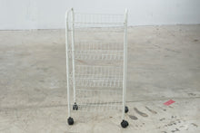 Load image into Gallery viewer, White Metal Wire 4 Tier Rolling Storage Cart Organizer With Casters
