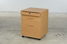 Load image into Gallery viewer, Light Wood Mobile Locking 3-Drawer Filing Cabinet