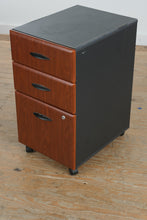 Load image into Gallery viewer, Mid Century Style Rolling Wood and Metal 3 Drawer File Cabinet on Casters