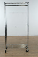 Load image into Gallery viewer, Chrome Rolling Garment Rack with Shelf and Casters