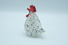 Load image into Gallery viewer, Hand-Blown Art Glass Rooster Figurine, White Speckled Glass with Red Comb