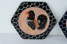 Load image into Gallery viewer, Set of 3 CBK Ltd Hand Painted Rooster Hen Ceramic Plates 1999 Farmhouse Wall Decor