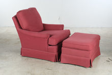 Load image into Gallery viewer, Thomasville Upholstered Lounge Chair and Ottoman in Red Textured Fabric