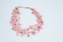 Load image into Gallery viewer, Pink Multi Strand Beaded Crochet Necklace Glass Beads Boho Statement Jewelry