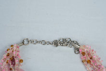Load image into Gallery viewer, Pink Multi Strand Beaded Crochet Necklace Glass Beads Boho Statement Jewelry
