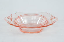 Load image into Gallery viewer, Heisey Flamingo Pink Glass Handled Relish Dish Serving Bowl
