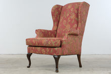 Load image into Gallery viewer, Rose Floral Upholstered Wingback Chair with Queen Anne Legs