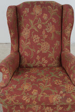 Load image into Gallery viewer, Rose Floral Upholstered Wingback Chair with Queen Anne Legs