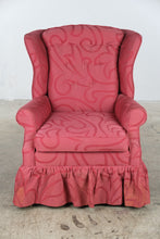 Load image into Gallery viewer, Traditional Rose Damask Upholstered Wingback Chair with Skirt