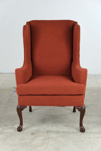 Load image into Gallery viewer, Traditional Rose Upholstered Wingback Accent Chair with Carved Queen Anne Legs