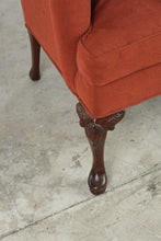 Load image into Gallery viewer, Traditional Rose Upholstered Wingback Accent Chair with Carved Queen Anne Legs
