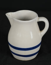 Load image into Gallery viewer, Vintage Roseville Blue Banded Stoneware Pitcher – R.R.P. Co. USA #303-H