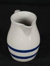 Load image into Gallery viewer, Vintage Roseville Blue Banded Stoneware Pitcher – R.R.P. Co. USA #303-H