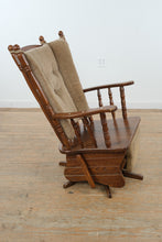 Load image into Gallery viewer, Solid Wood Traditional Glider Rocking Chair with Ottoman Footrest Swivel Base