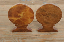 Load image into Gallery viewer, Mid-Century Italian Alabaster Globe Bookends β Amber Brown Stone Pair