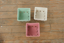 Load image into Gallery viewer, Pier 1 Imports Ceramic Berry Baskets β Set of 3 Pastel Colanders (Pink, Green, White)
