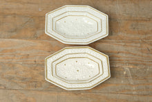 Load image into Gallery viewer, Fitz and Floyd Embossed Gold-Trim Oval Soap Dish Set β Pair of Decorative Trays