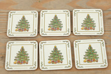 Load image into Gallery viewer, Pimpernel “White Christmas” Coasters – Set of 6 Vintage Holiday Tree Design with Box