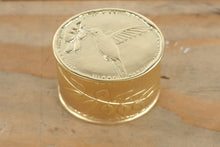 Load image into Gallery viewer, Gold Embossed Metal Trinket Box β Hummingbird & Flower Design