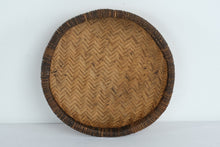 Load image into Gallery viewer, Handwoven Shallow Basket with Dark Wrapped Rim